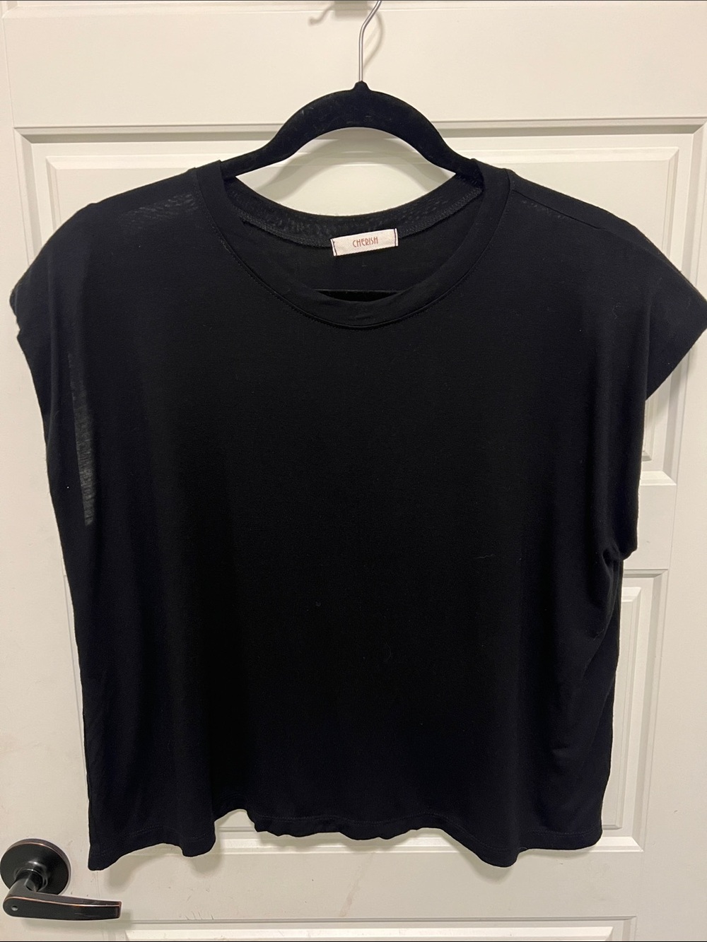 Cherish Black padded Cap Sleeve Boxy Tee